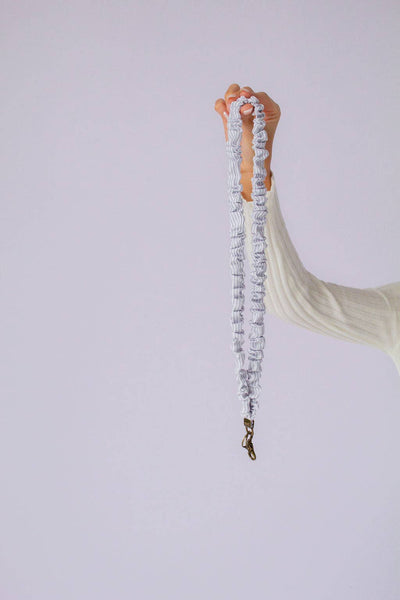 Gray Striped Lanyard