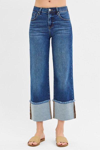 Risen Wide leg cropped cuffed Jeans