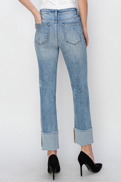 Risen Light Straight Jeans with Cuff