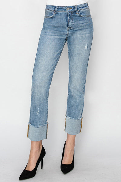 Risen Light Straight Jeans with Cuff