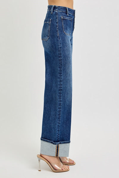 Risen Wide Cuffed Jeans