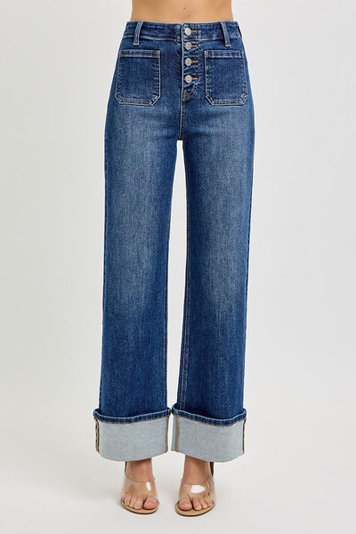 Risen Wide Cuffed Jeans