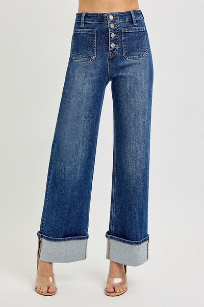 Risen Wide Cuffed Jeans