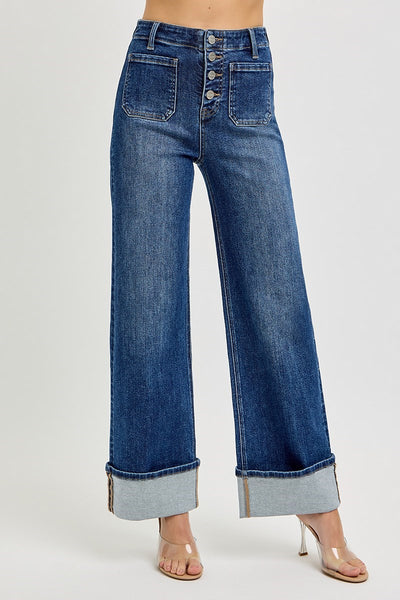 Risen Wide Cuffed Jeans