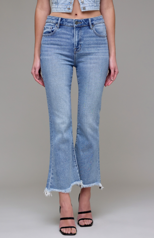 Hidden Happi Frayed Crop Flare Jeans