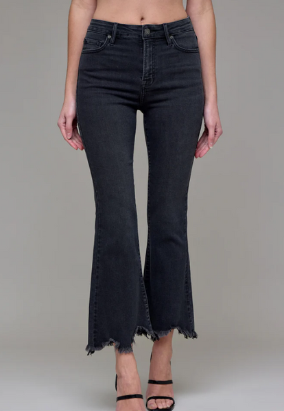 Hidden Black Cropped Frayed Hem Jeans