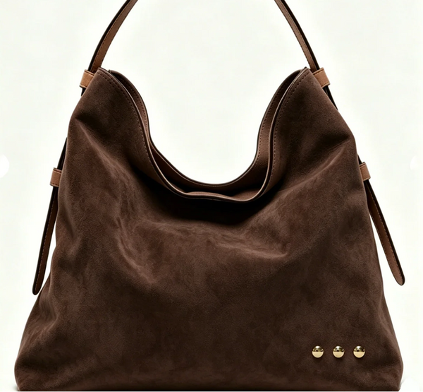 Chocolate Evie Suede Hobo Shoulder Bag