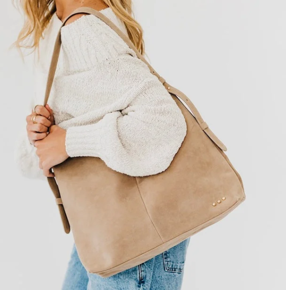Cream Evie Suede Hobo Shoulder Bag