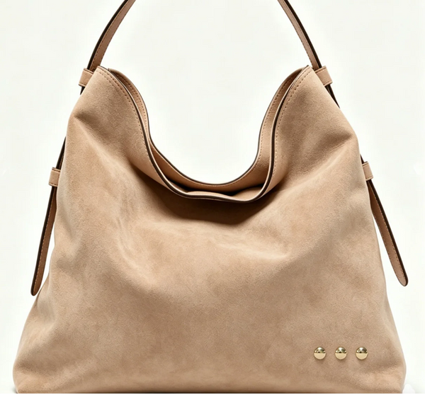 Cream Evie Suede Hobo Shoulder Bag