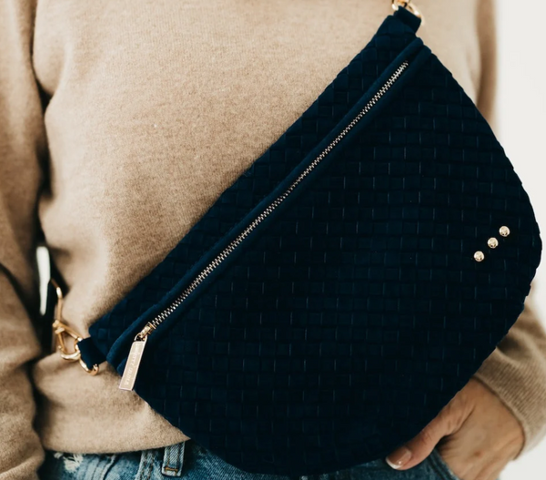 Suede Westlyn Woven Bum Bag- Black