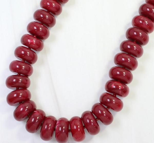 Pipestone Marble Beaded Necklace- Burgundy