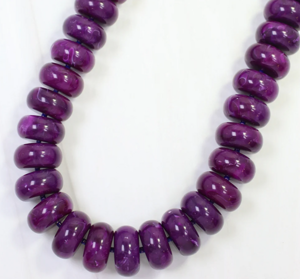 Pipestone Marble Beaded Necklace- Purple
