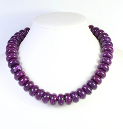 Pipestone Marble Beaded Necklace- Purple