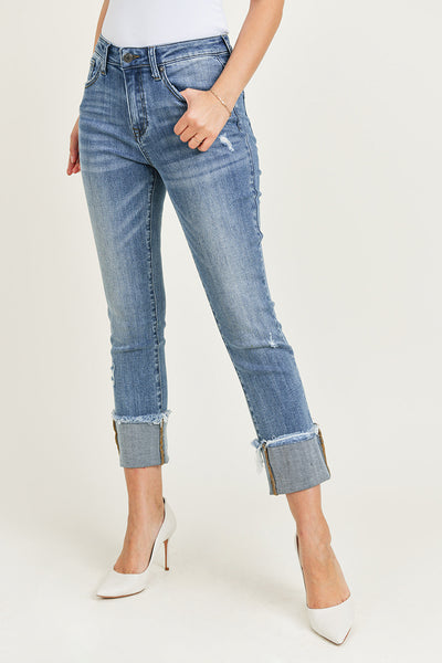 Risen Light Straight Jeans with Cuff