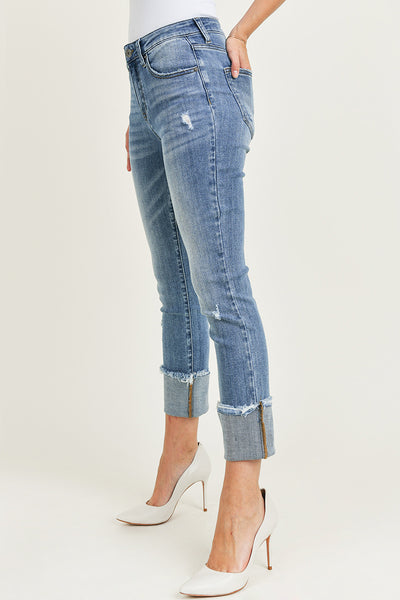 Risen Light Straight Jeans with Cuff