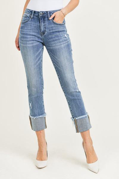 Risen Light Straight Jeans with Cuff