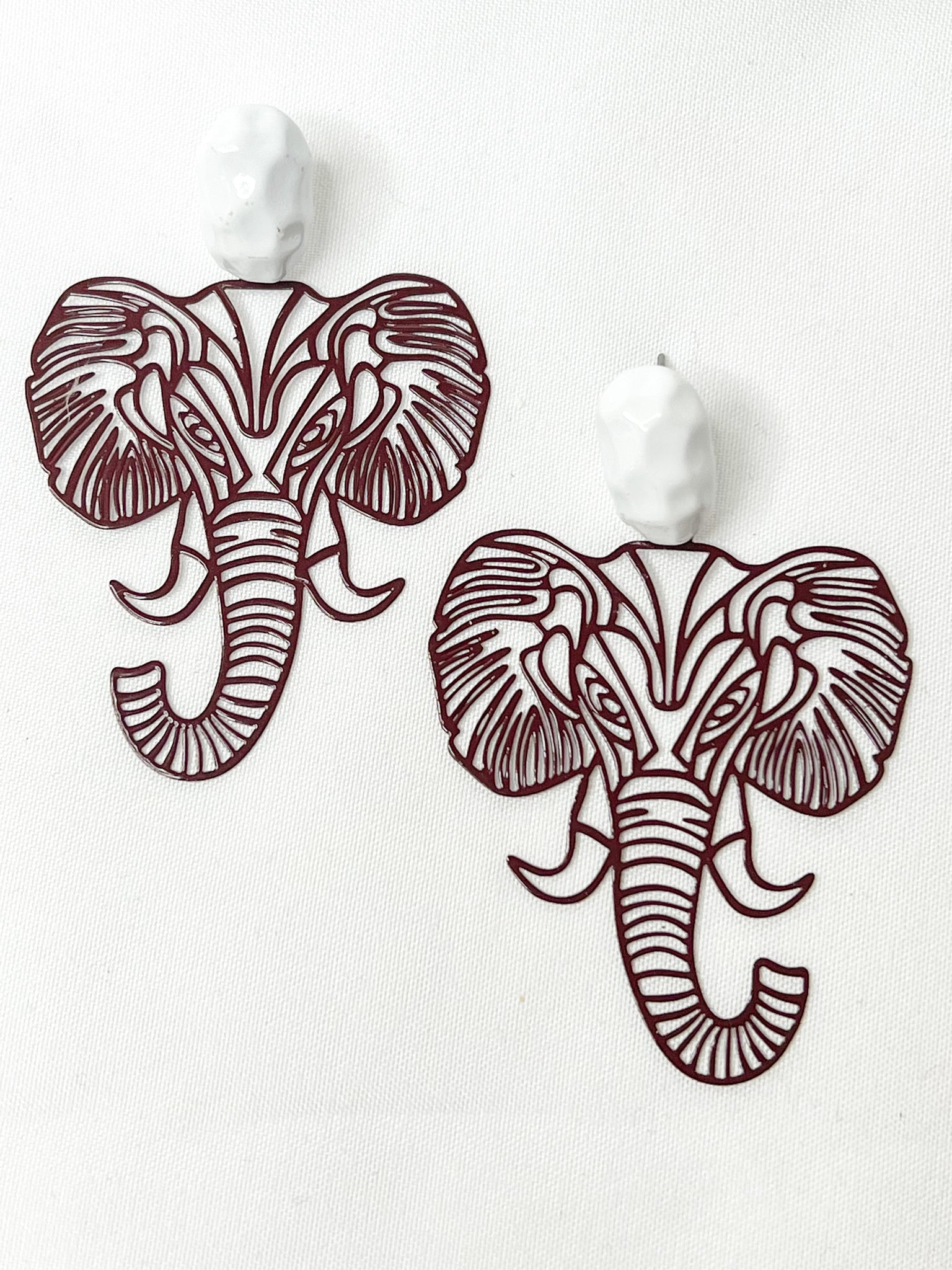 Crimson Elephant Earrings