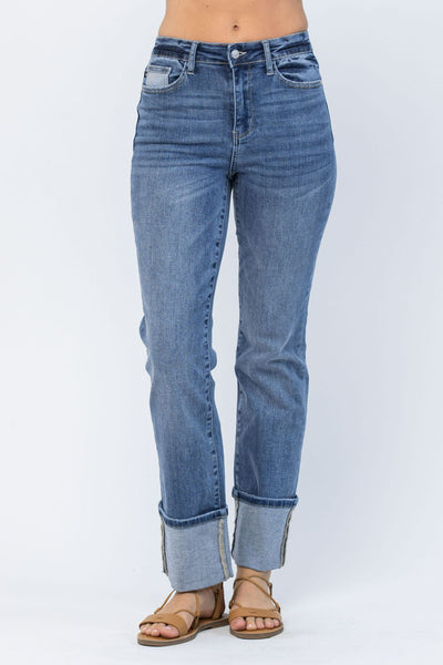 Judy Blue Straight Leg Cuffed Jeans
